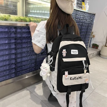 EnoPella Moda rezistent la apa pentru Femei Rucsac Packbag Colegiul sac de Școală Kawaii Drăguț Pentru Adolescente Negru Fata Student Travel Mochila