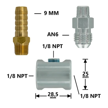 AN6 la 1/8 NPT Montaj,9mm la 1/8 NPT Montaj ,1/8 NPT Tee aparat Indicator Presiune Combustibil kit adaptor Pentru sisteme de injecție de combustibil