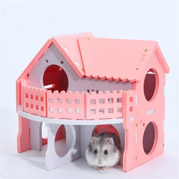 Eco-friendly Colorate Castelul Mic de Animale Vaci Pentru Hamster Hamster Drăguț Cuști din Lemn Durabile Casa Hamster Nest