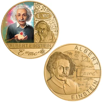E MC2 Celebrul Fizician Placat cu Aur de Monede Comemorative Set cu Suportul Monede de Colectie Moneda de Învățământ Cadou Suvenir