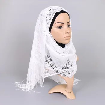 Franjuri Șal Eșarfă De Sex Feminin Hijab JerseyTassel Șaluri, Eșarfe De Mătase Dantelă De Moda Pentru Femei Rochie De Dantelă Floare Pandantiv Folie Eșarfă Eșarfă Pentru Femei