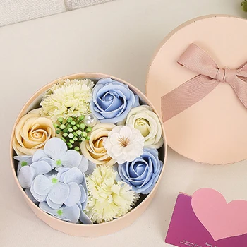 Sapun parfumat de Trandafir Artificiale Parfumat Petale de Flori Rotunde în Formă de Cutie de Cadou Decor Nunta Ziua Îndrăgostiților Cadou pentru Prietena 0