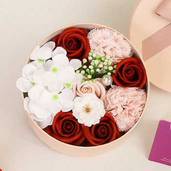 Sapun parfumat de Trandafir Artificiale Parfumat Petale de Flori Rotunde în Formă de Cutie de Cadou Decor Nunta Ziua Îndrăgostiților Cadou pentru Prietena 1