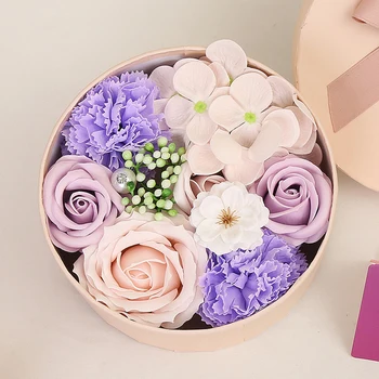 Sapun parfumat de Trandafir Artificiale Parfumat Petale de Flori Rotunde în Formă de Cutie de Cadou Decor Nunta Ziua Îndrăgostiților Cadou pentru Prietena 2