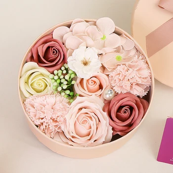 Sapun parfumat de Trandafir Artificiale Parfumat Petale de Flori Rotunde în Formă de Cutie de Cadou Decor Nunta Ziua Îndrăgostiților Cadou pentru Prietena 4