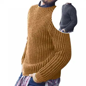 Slim Fabulos Termică Bărbați Pulover de Iarnă Tricotate Pulover Gât Rotund pentru Munca