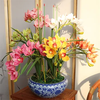 Real atinge artificiale flori de orhidee de Mari Dimensiuni Fluture Flori False Nunta Decor Acasă Vaza Decor alb de Înaltă Calitate, cadou
