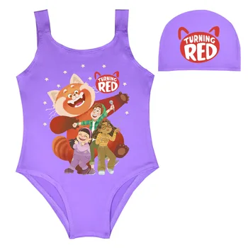 De Cotitură Roșu Fete Costum Bikini De Costume De Baie Cu Pălărie 2 Buc Vara Beachwear Fete Pentru Copii Haine Costume De Baie Pentru 3-14 Ani