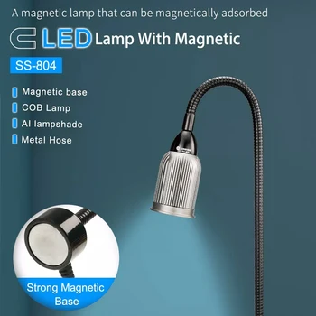 SOARE SS-804 Magnetic Lampă cu LED-uri Magnet de bază COB fitil de Lampă cu abajur Aluminiu Universal poate Magnetic adsorbit 0