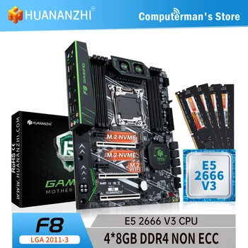 HUANANZHI F8 LGA 2011-3 Placa de baza combo kit set CPU Intel XEON E5 2666 V3 Memorie 4*8G DDR4 NON-ECC 2400 de memorie M. 2 NVME ATX